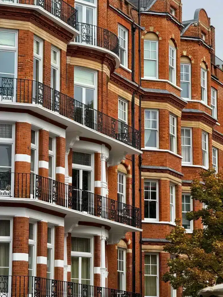 Traditional red-brick heritage buildings in Kensington, London