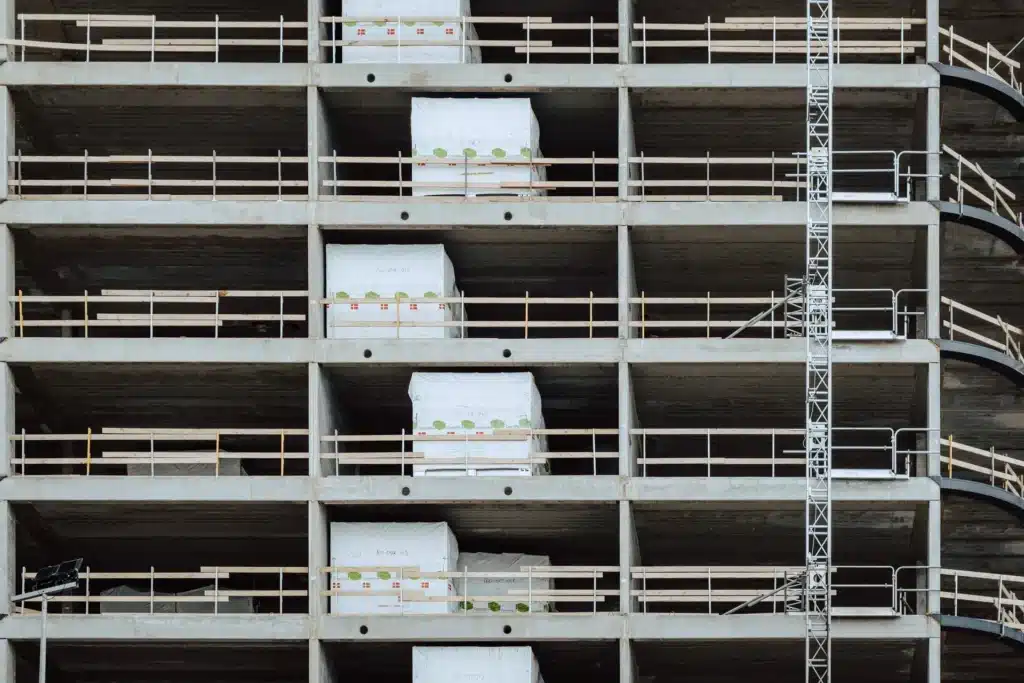 Concrete and steel structure during construction